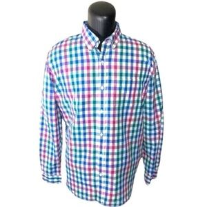 OLD Navy Plaid Casual Button Down Shirt Long Sleeve Men's XXL Cotton Blue White